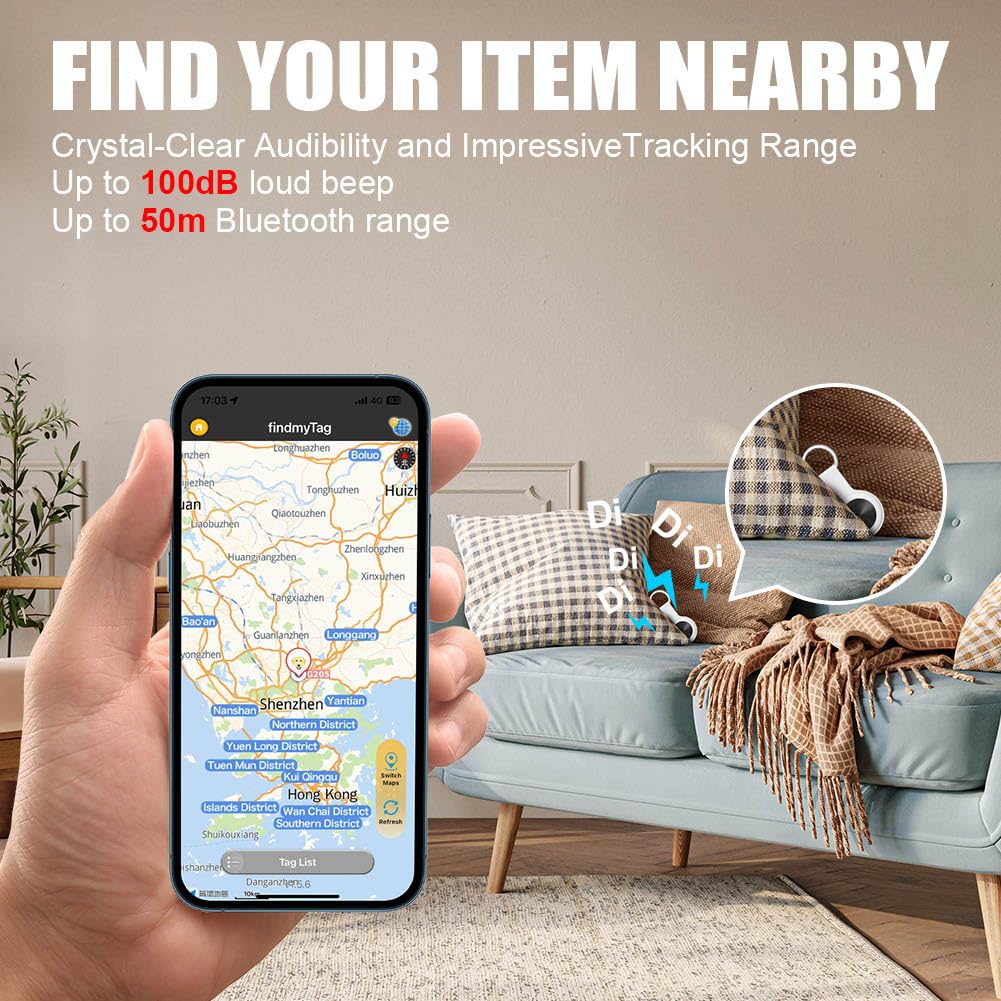 Ainiv Smart Tag 1 opakowanie, Bluetooth szukacz przedmiotów, tracker przedmiotów kompatybilny z iOS i Android, zasięg do 50 m/164 stóp, wodoodporny IP67, bezprzewodowy lokalizator zdalny dla kluczy