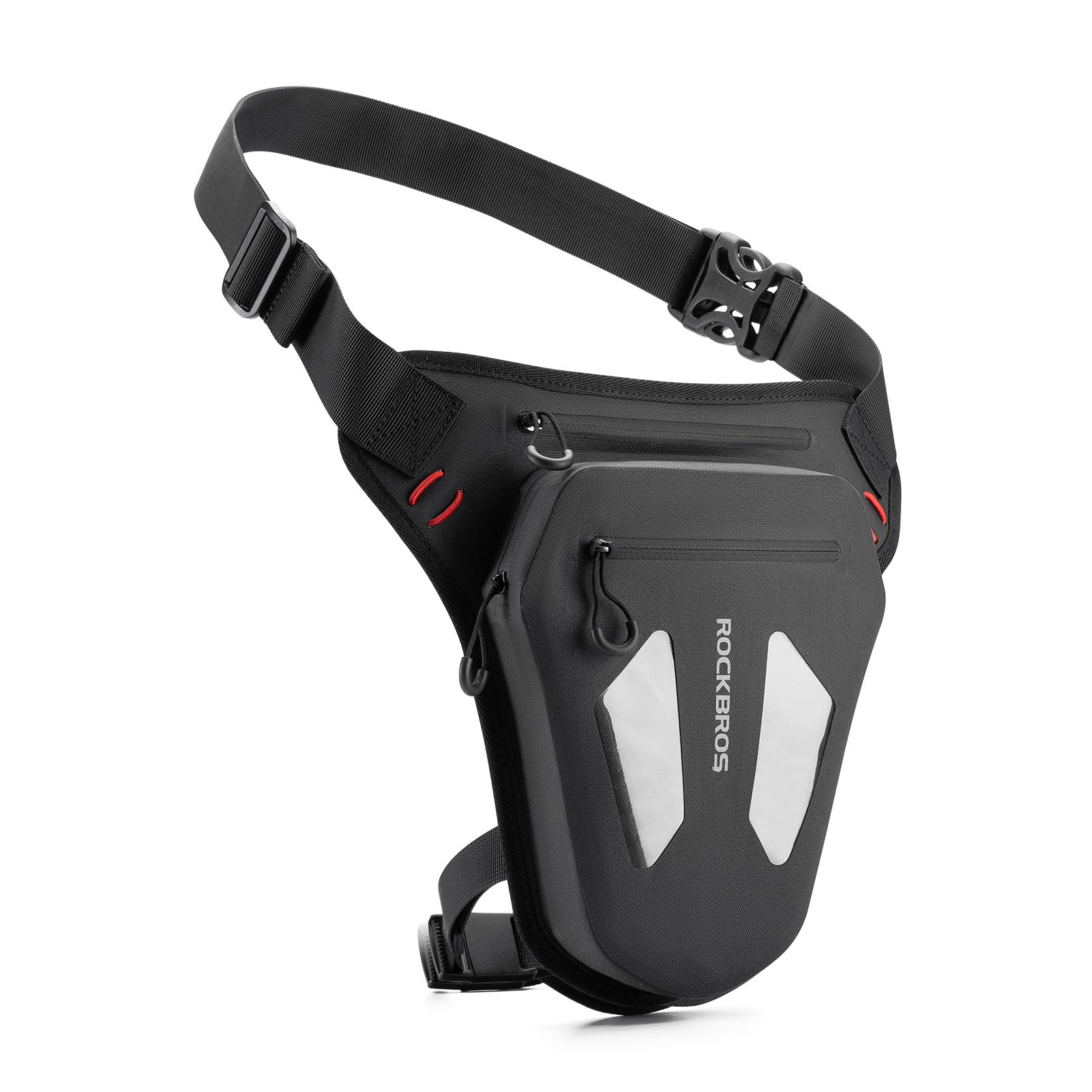 ROCKBROS Marsupio da Gamba Moto 1L, Marsupio Cosciale Traspirante | con Cinghia Regolabile e Rimovibile, Multi-Tasche Espandibile, Riflettente, Borsa Gamba Moto per Motociclismo Ciclismo