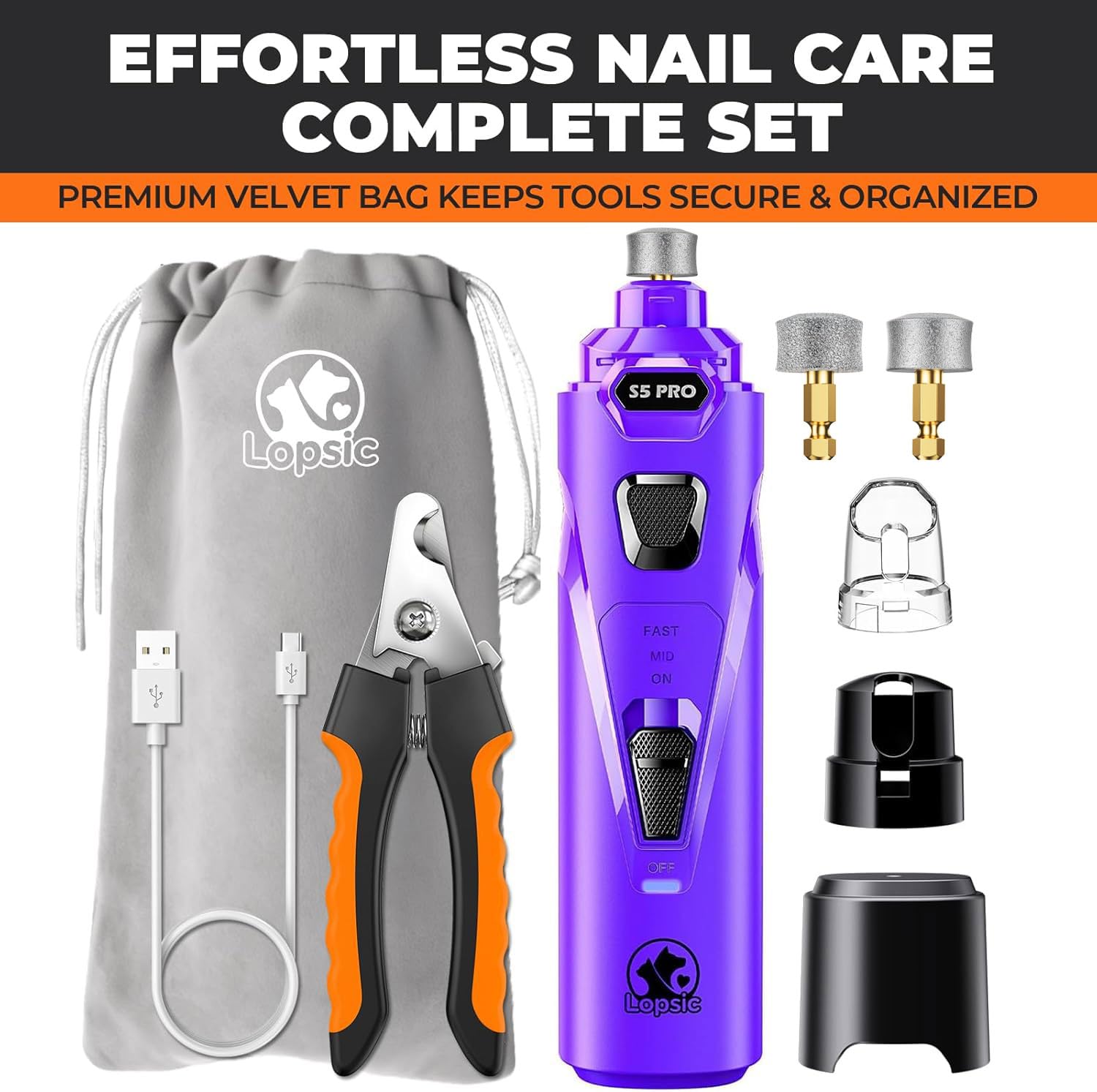 Whisper Quiet Dog Nail Grinder Safe & Stress-Free for Sensitive Dogs Cats view 9