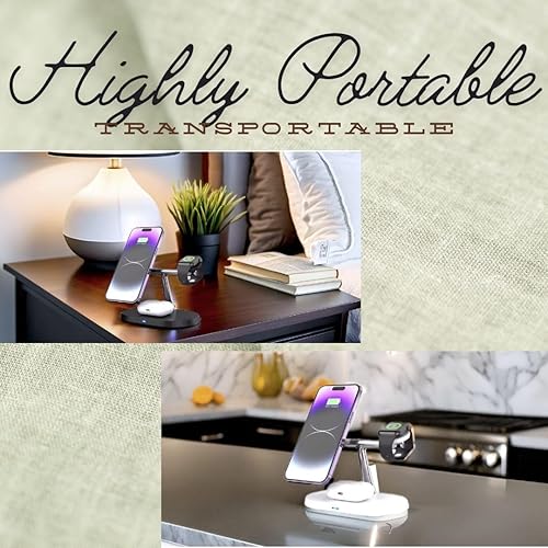 Miniatura 2 de Cargador inalámbrico para iPhone Estación de carga rápida soporte de cargador 3 en 1, múltiples dispositivos para Apple - iPhone 15 14 Pro Max 13 12