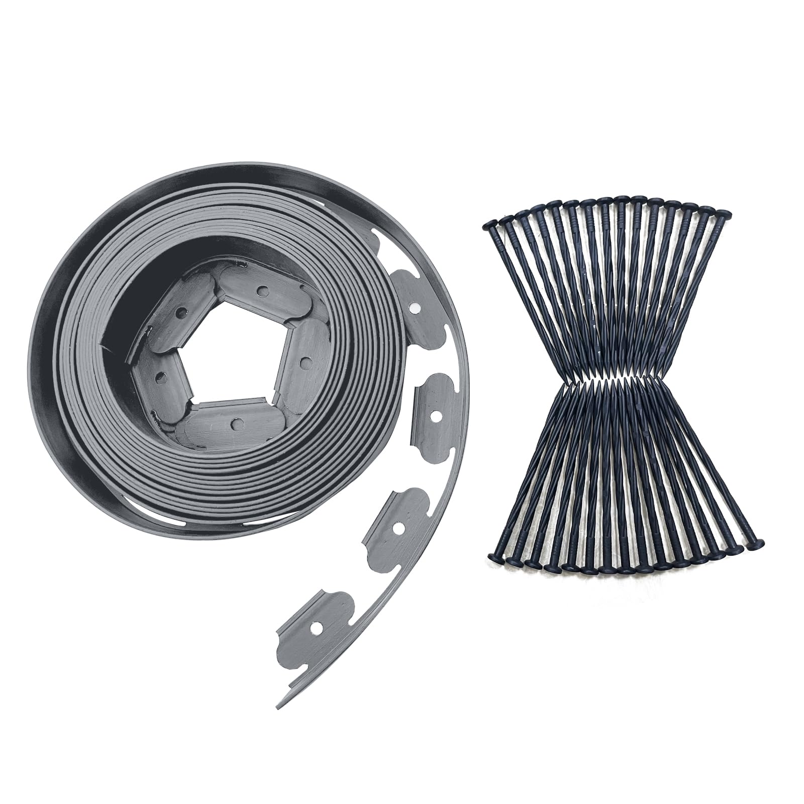 Garden Edging Border 10m, 10cm High Flexible Lawn Edging Border, Plastic Landscape Edging with 30pcs Stakes for Gardens & Lawns, DIY Flower Beds, Pathway, Gravel Edging, Weather Resistant, Grey