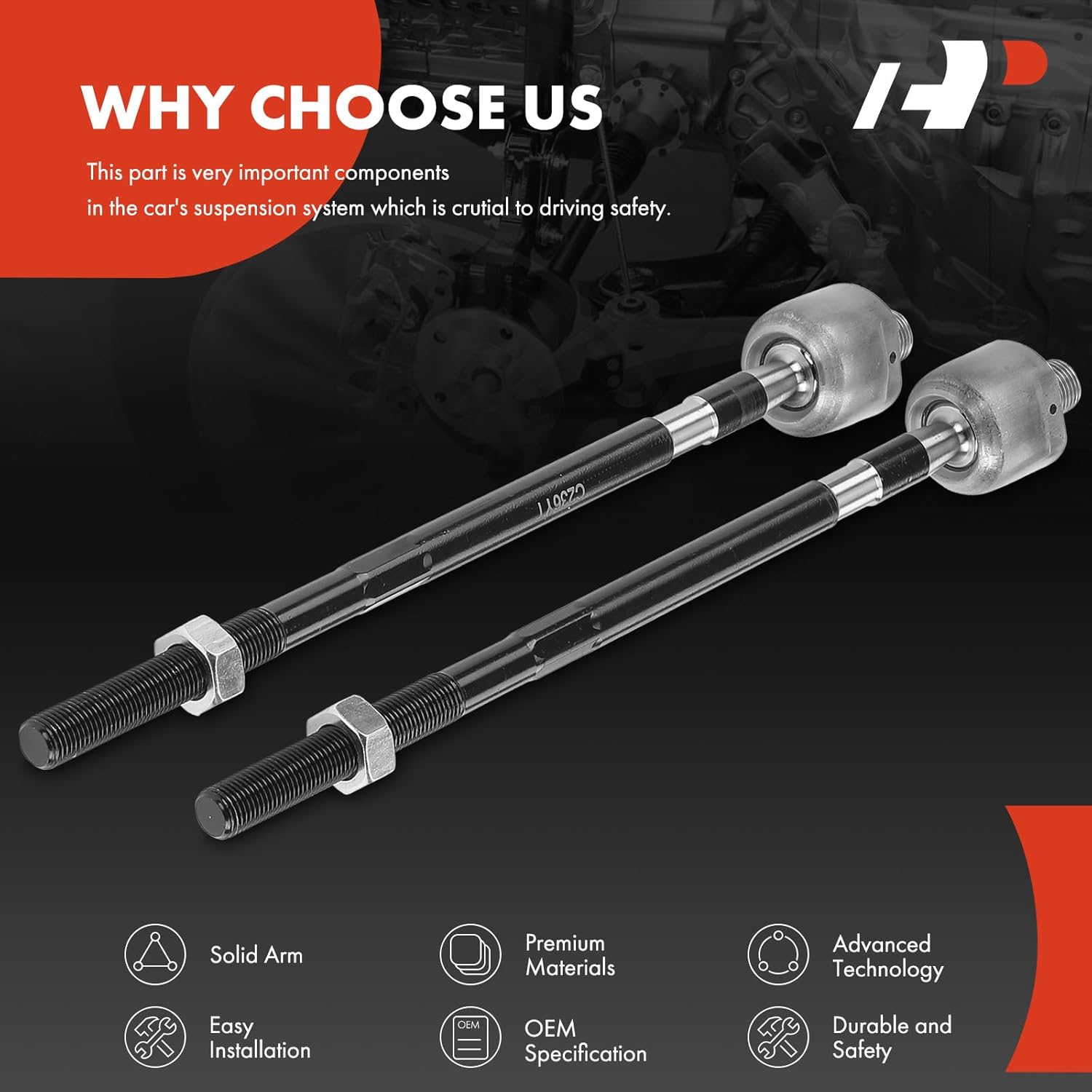 A-Premium 2 x Front Inner Tie Rod Ends, Compatible with Mitsubishi Eclipse 90-94, Expo 92-95, Expo LRV 92-94, Galant 89-93, Dodge 2000 GTX 89-90, Eagle Talon 90-94, Vista 92, Plymouth Laser 90-94