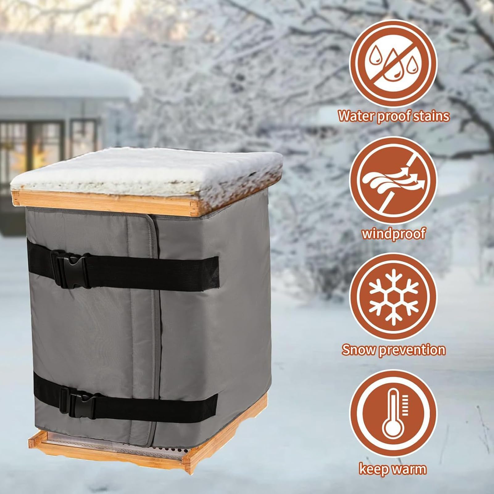 Winter Bienenstock Abdeckung 5-lagige Wasserdichte Isolierung Bienenstock Umhüllung Beuten Schutzbezug Aus OxfordS Toff Wärmeisoliert Bienenstocks Schutzhülle Für Bienenfütterung Wabenpflege,193x60cm