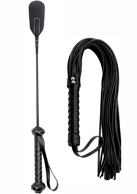 马用鞭子套装 - 人造皮革骑马鞭