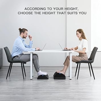 HUANUO Footrest with Memory Foam, Foot Rest Under Desk at Work, Adjustable Desk Footrest for Office Chair, Ergonomic Foot Stool for Office, Home, Travel