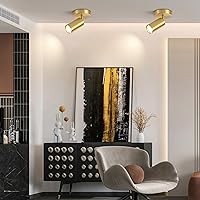 Vista 3 de BOKT Kit de iluminación LED moderna de riel de 1 luces, accesorios de foco de oro cepillado, montaje en techo de latón mate para interiores, lámpara