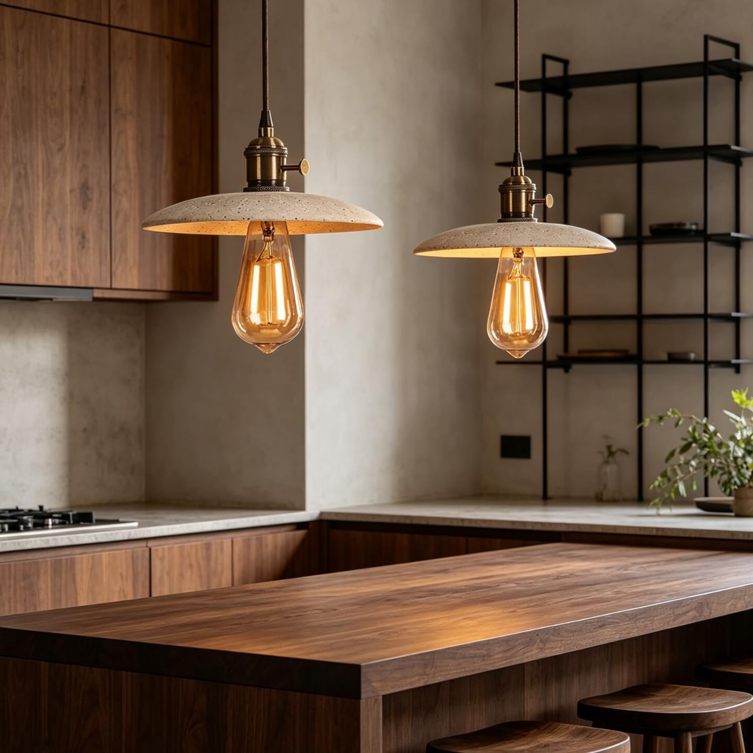 Lampada Sospensione Vintage Travertino 7,8 Pollici Per Camera Letto