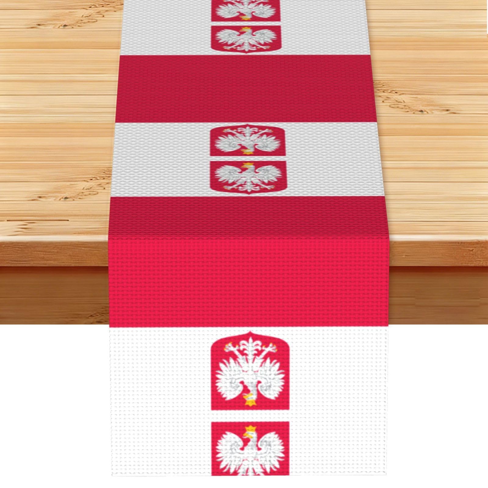 Flag of Poland Print Table Runner World Cup-Themed Dining Table Decor for Coffee Dining Table and More