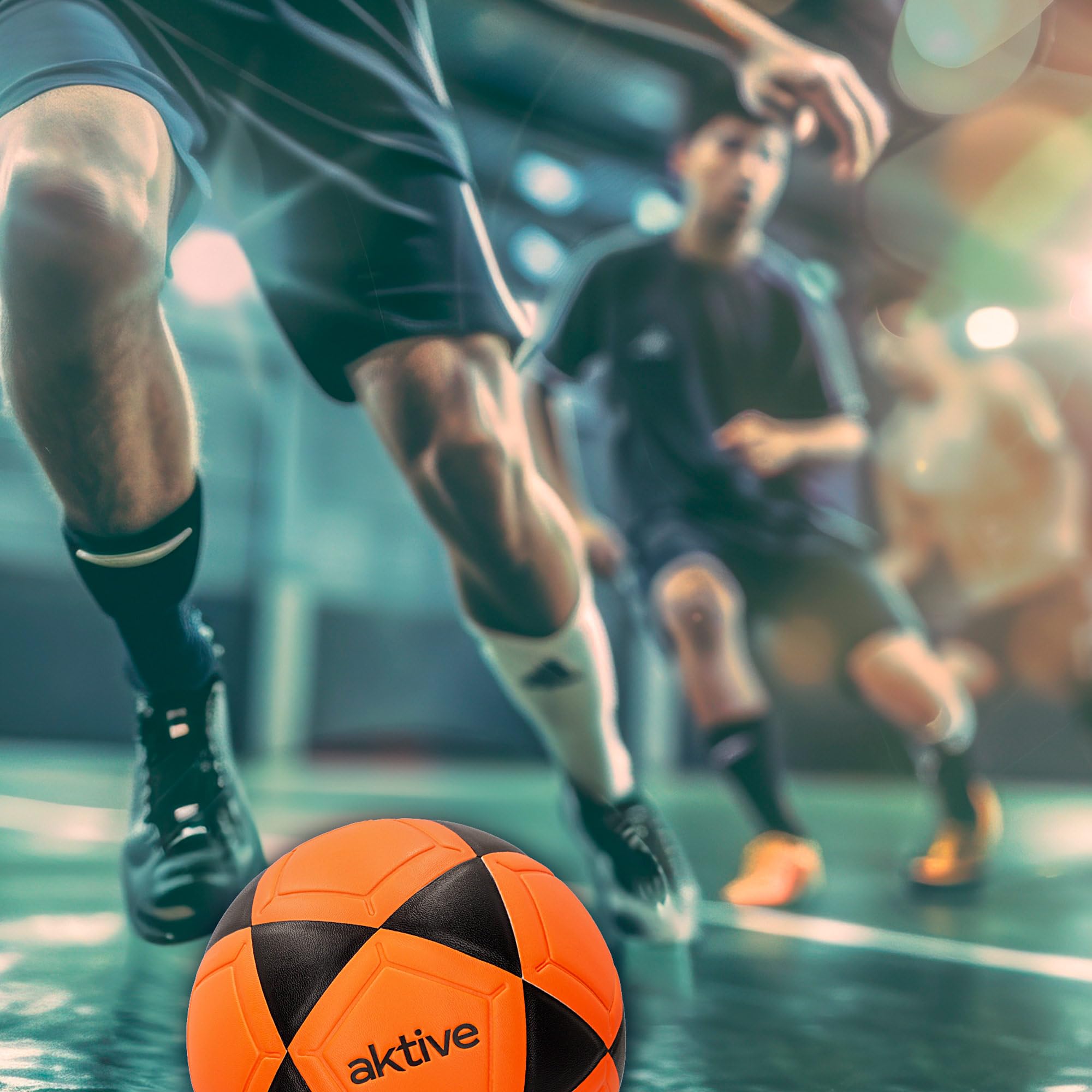AKTIVE Balón de Fútbol Sala PVC Talla 3 230-250g D18 cm Naranja y Negro