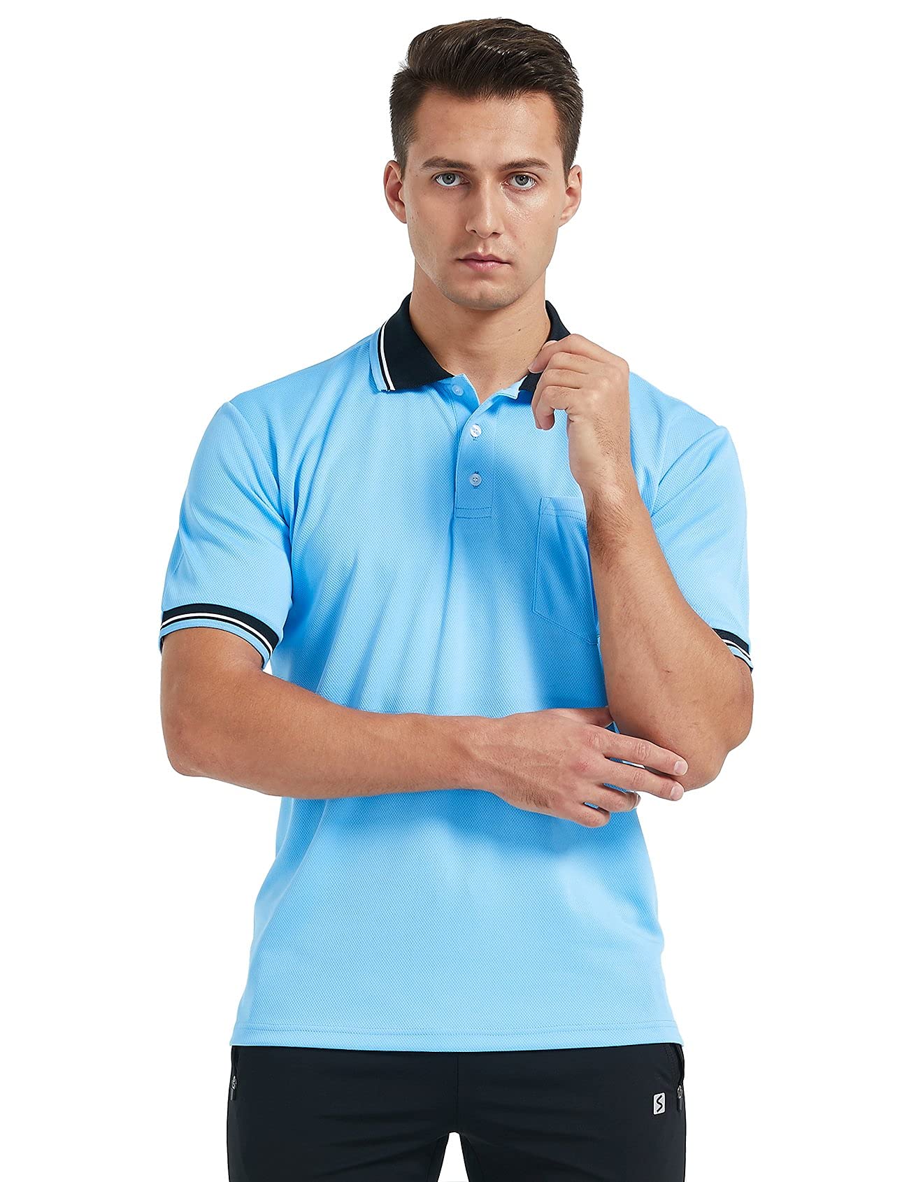 FitsT4 Short Sleeve Polo Shirt Baseball/Softball Umpire Jersey/Referee Uniform - Sized for Chest Protector