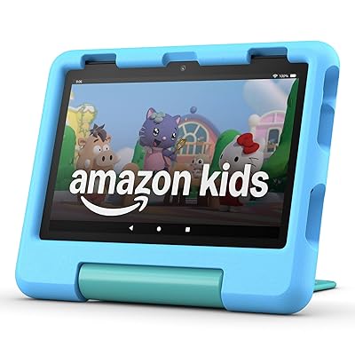Amazon Fire HD 8 Kids tablet, ages 3-7 | 4GB memory, includes ad-free and exclusive content, parental controls and 13-hr battery, 64GB, Blue, (2024 release)