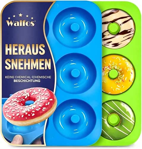 Walfos Silikon Donut Formen, 2 Stück Silikon Donut Backform Antihaft