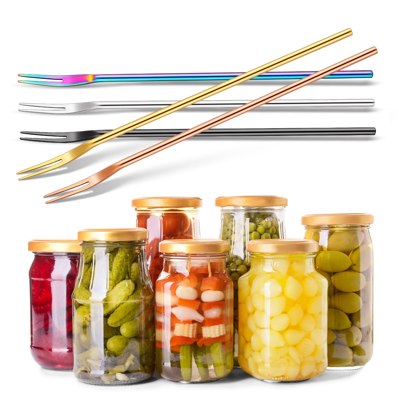 Yexiya 5 Pcs Pickle Forks for Olive Cocktail Jar, Long Handle, Multicolor — Amazon image 4