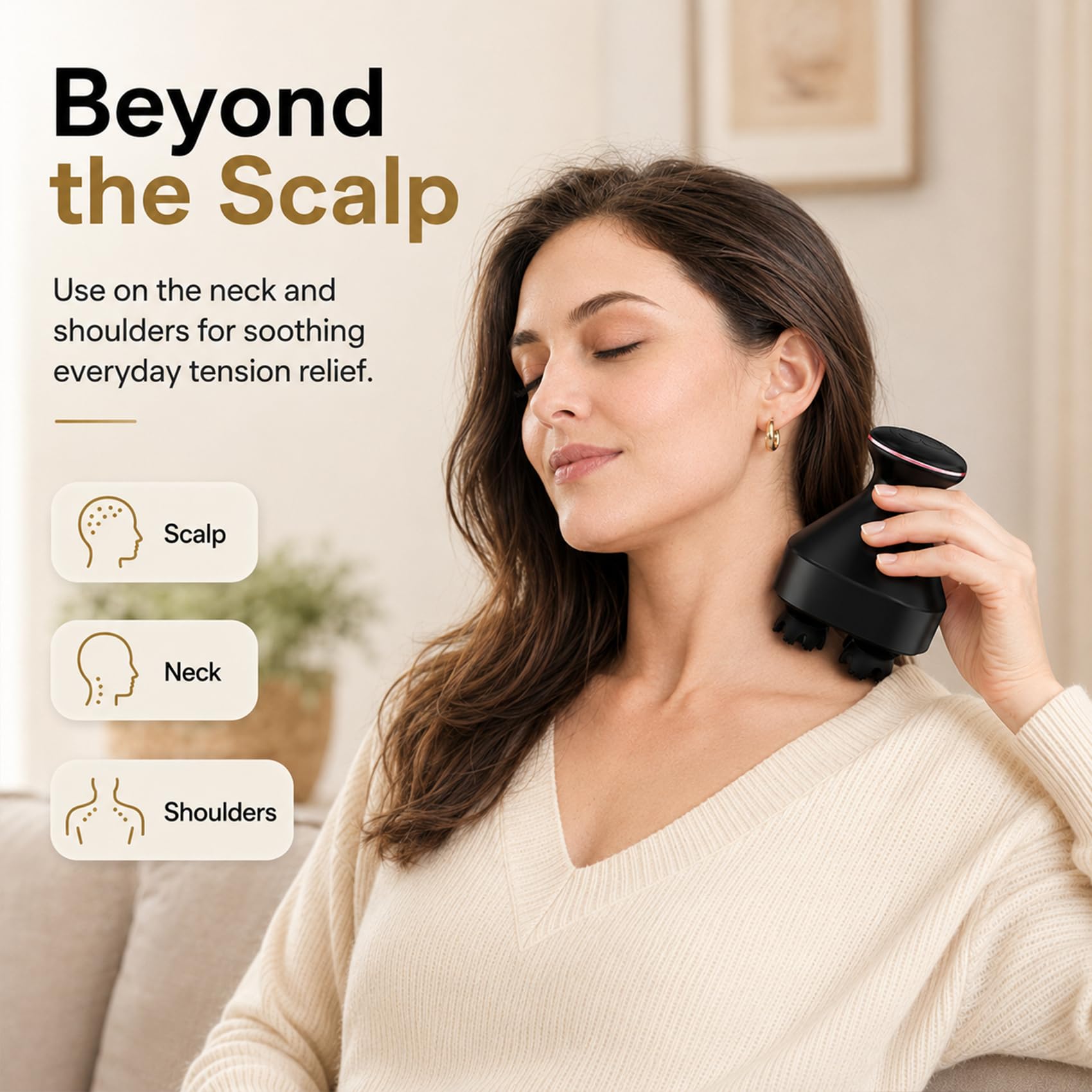 Masajeador eléctrico 4 en 1 del cuero cabelludo con EMS y terapia de luz roja, estimulador del crecimiento del cabello de 620-630 nm, masajeador de cabeza de mano con 5 modos para aliviar el estrés y
