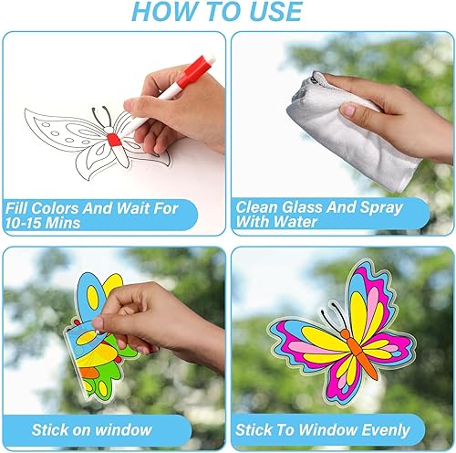 Miniatura 3 de 38 piezas de manualidades de mariposa de primavera para niños, para ventana de primavera, atrapasoles, kit de manualidades para colorear de