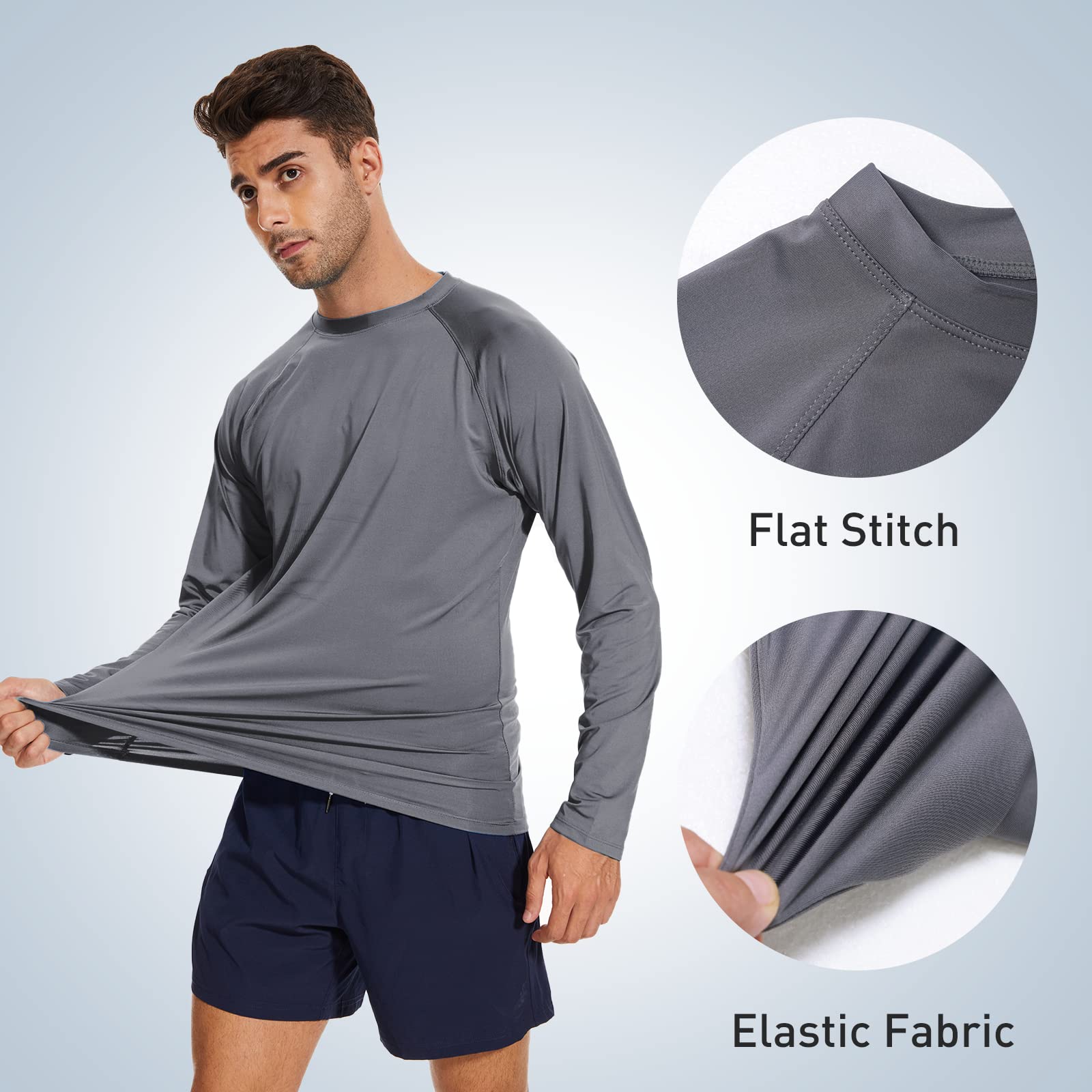 Arcweg Rashguard Mare Surf Uomo Maniche Lunghe Protezione Solare UV UPF 50+ Asciugatura Veloce Maglia Anti UV Pescs Stile Sciolto Elastica Maglietta Piscina