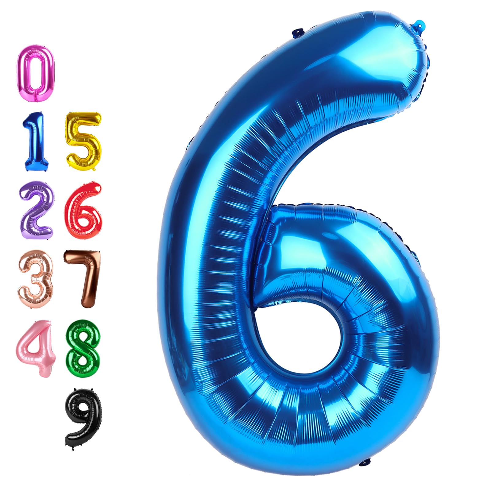 Number Balloons 6 Balloon Number Blue 40 inch for 6th Birthday Decorations