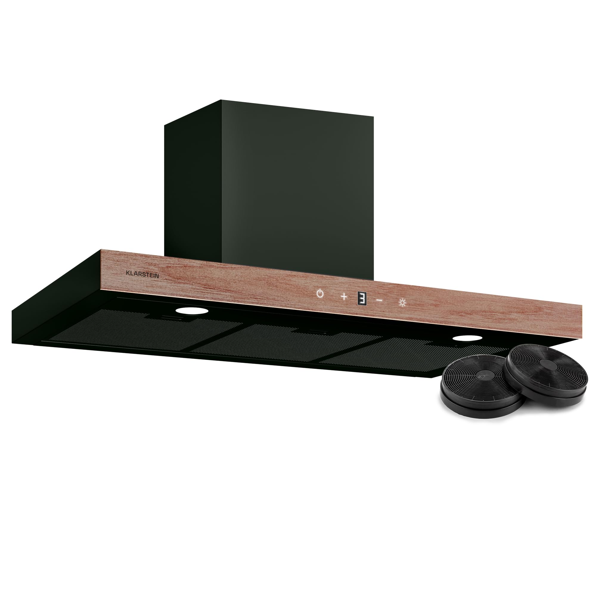 Klarstein ZenFusion T Hotte aspirante - 90 cm Hotte murale, Débit 885 m³/h Boost, Tactile, CEE A++, LED 4000 K, Silencieuse 47 dB, Noir, Air évacué & recyclé