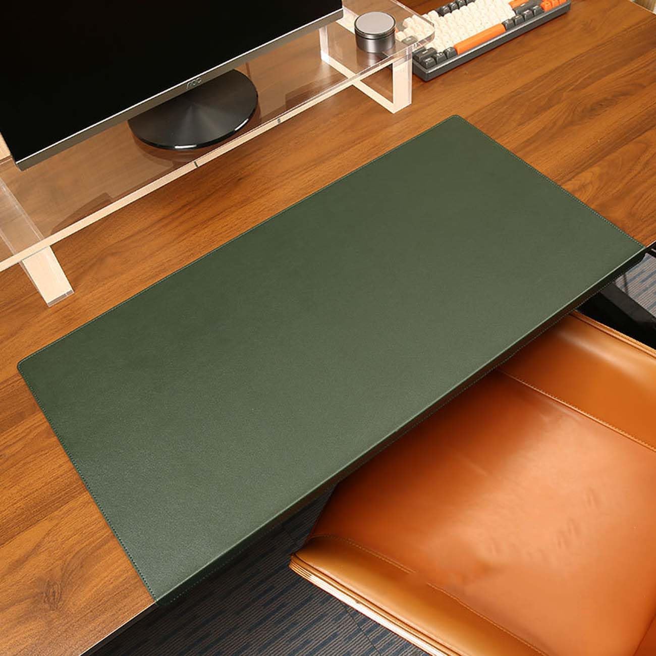Grand sous-Main de Bureau en Cuir synthétique avec Protection des Bords,imperméable,pour Ordinateur Portable,Bureau,Maison,sous-Main (40 x 80 cm,Noir)