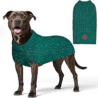 Vista 21 de KYEESE Suéter para Perros Grandes con Agujero para Correa Pullover Cálido con Hilo Reflectante Macho Tejido Grueso Elástico de Punto Abrigo