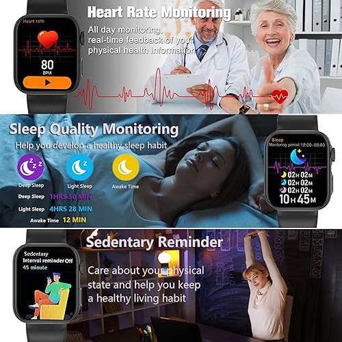 Miniatura 5 de Rastreador de fitness con monitor de frecuencia cardíaca reloj inteligente para hombres y mujeres con pantalla grande de 181 pulgadas compatible con