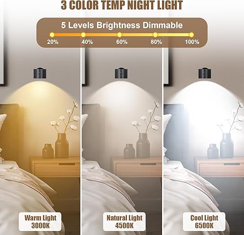 Miniatura 3 de AnnBay Aplique de pared funciona con pilas, lámparas LED de pared con atenuación, 3 temperaturas de color e iluminación RGB, apliques de pared