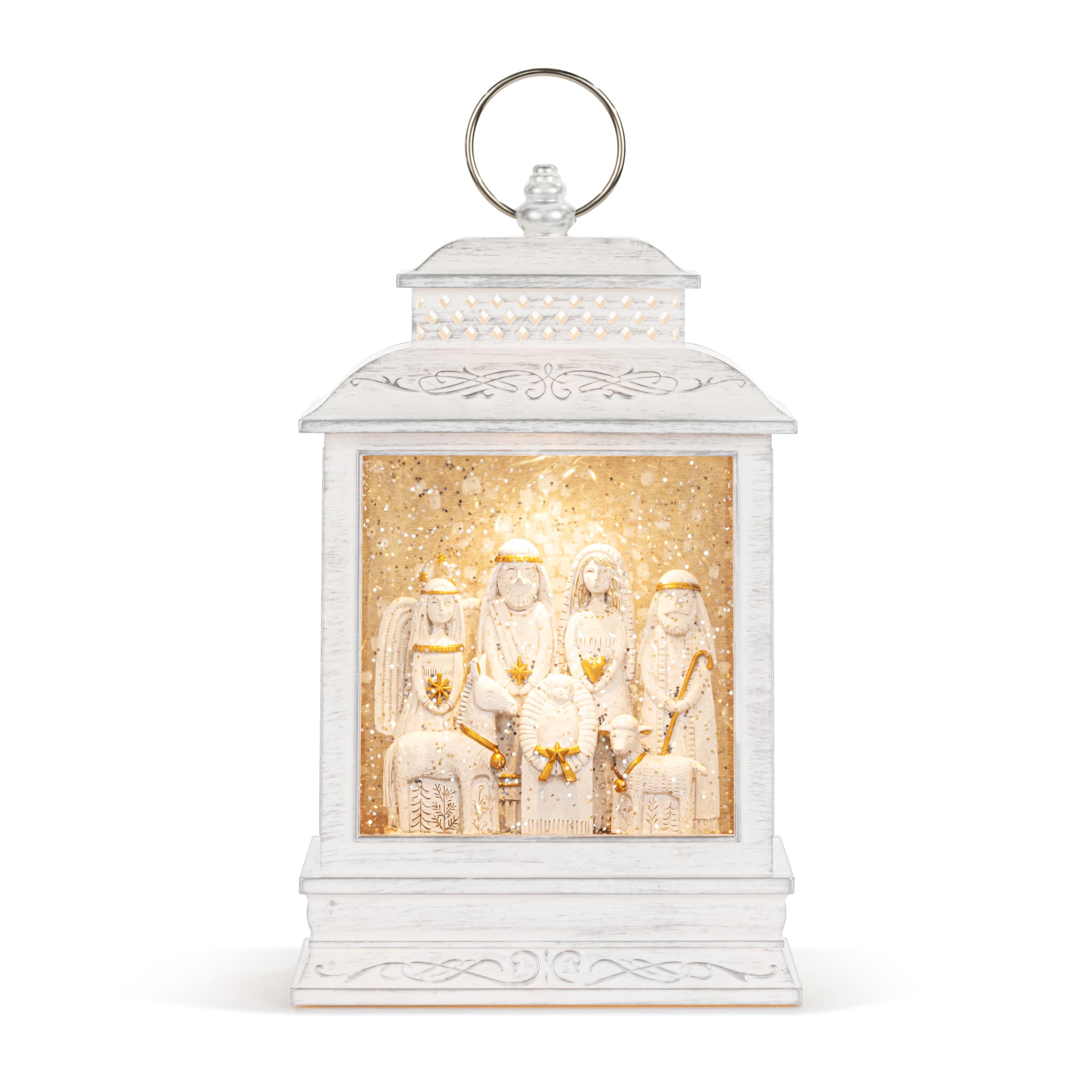 Farol decorativo de globo de nieve musical con belén e iluminación USB