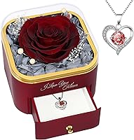 Vista 11 de Beferr Regalos de cumpleaños para mujeres, rosa real preservada con collar, rosas moradas eternas, flores para la entrega, aniversario, día