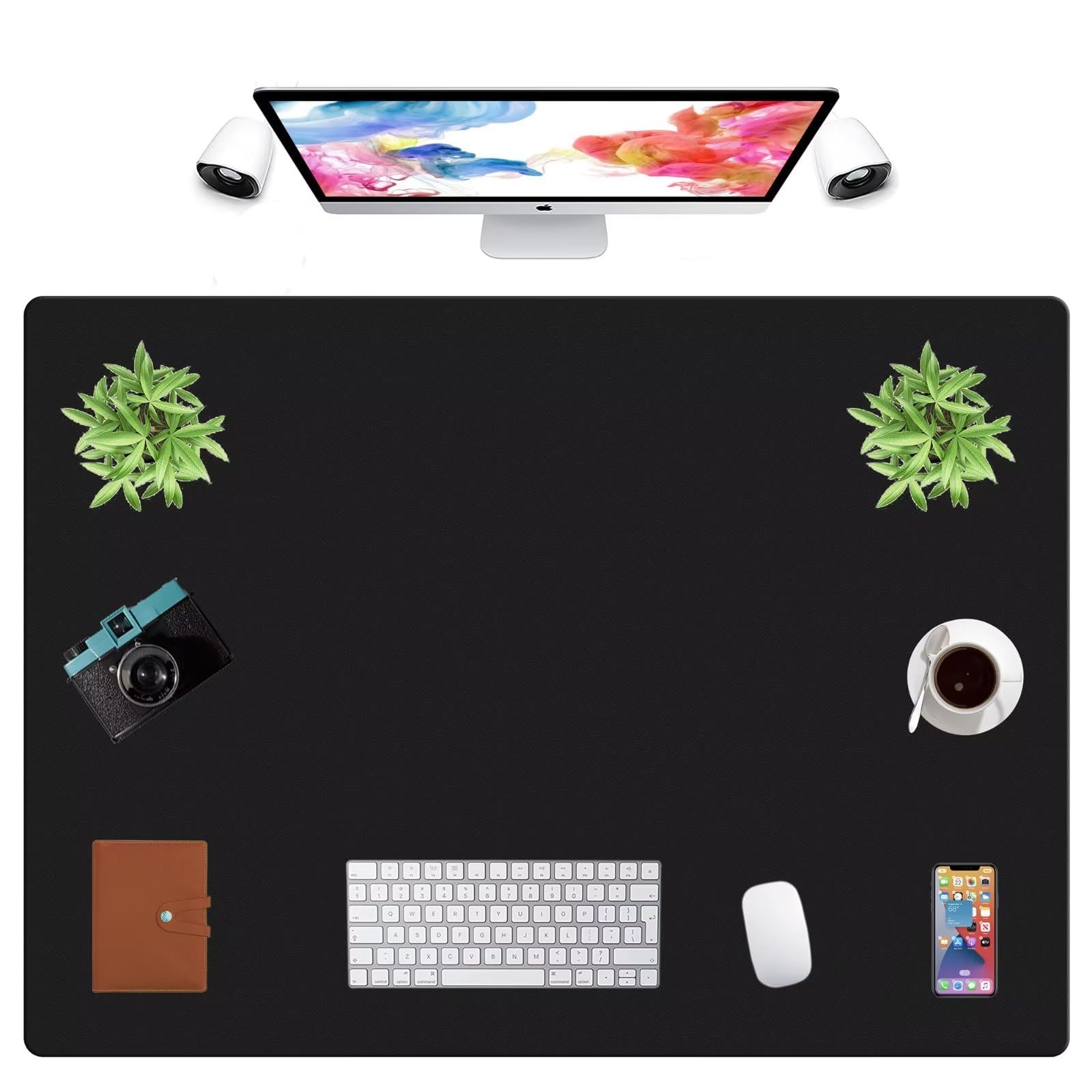 LL-COEUR Extra Large PU Leather Desk Mat Large Mouse Pad XXL Waterproof Table Mat Office Laptop Writing Pad (43.3 x 31.5 inch, Black)
