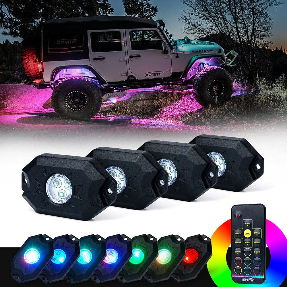 Buy The Mohrim RGB LED Rock Lights Neon Trail Rig Lights Underglow Off