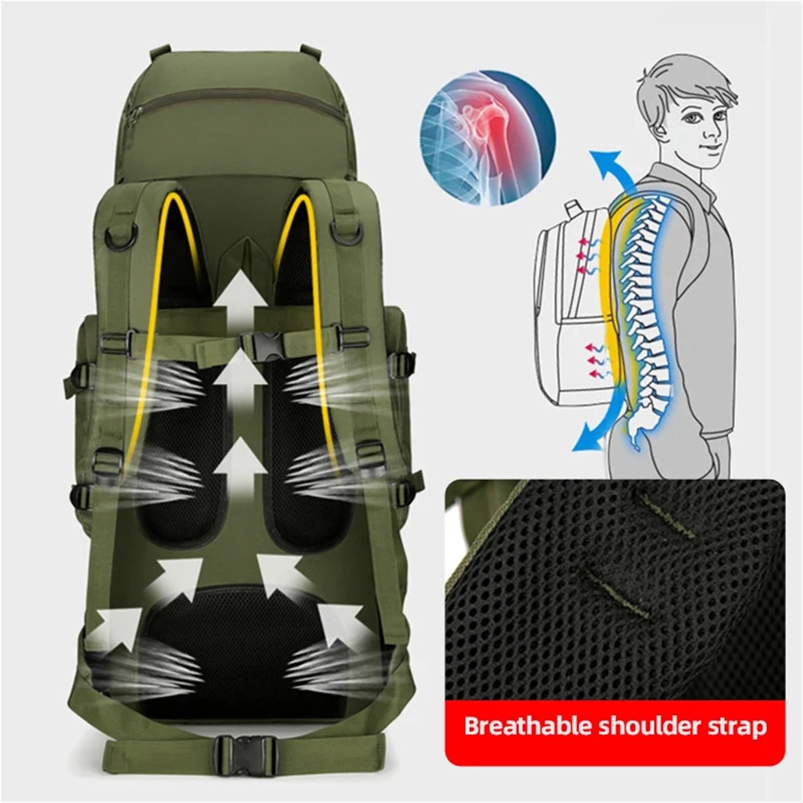 Mochila para exteriores Mochila de 90 litros for viajes, acampadas, equipaje, escalada al aire libre, senderismo, trekking, mochila grande for deportes montañismo