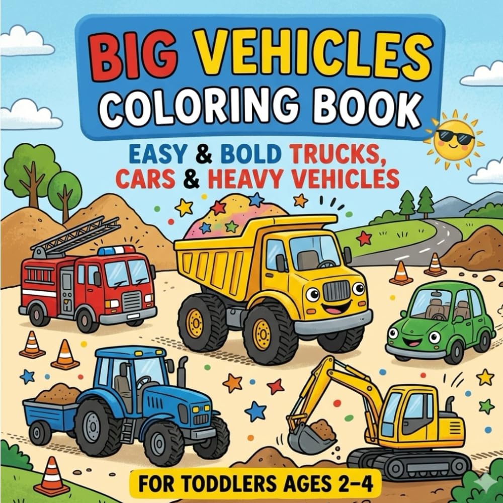 Big Vehicles Coloring Book: Easy & Bold Trucks, Cars & Heavy Vehicles for Toddlers Ages 2–4 (My First Easy Coloring Series (Ages 2–4))