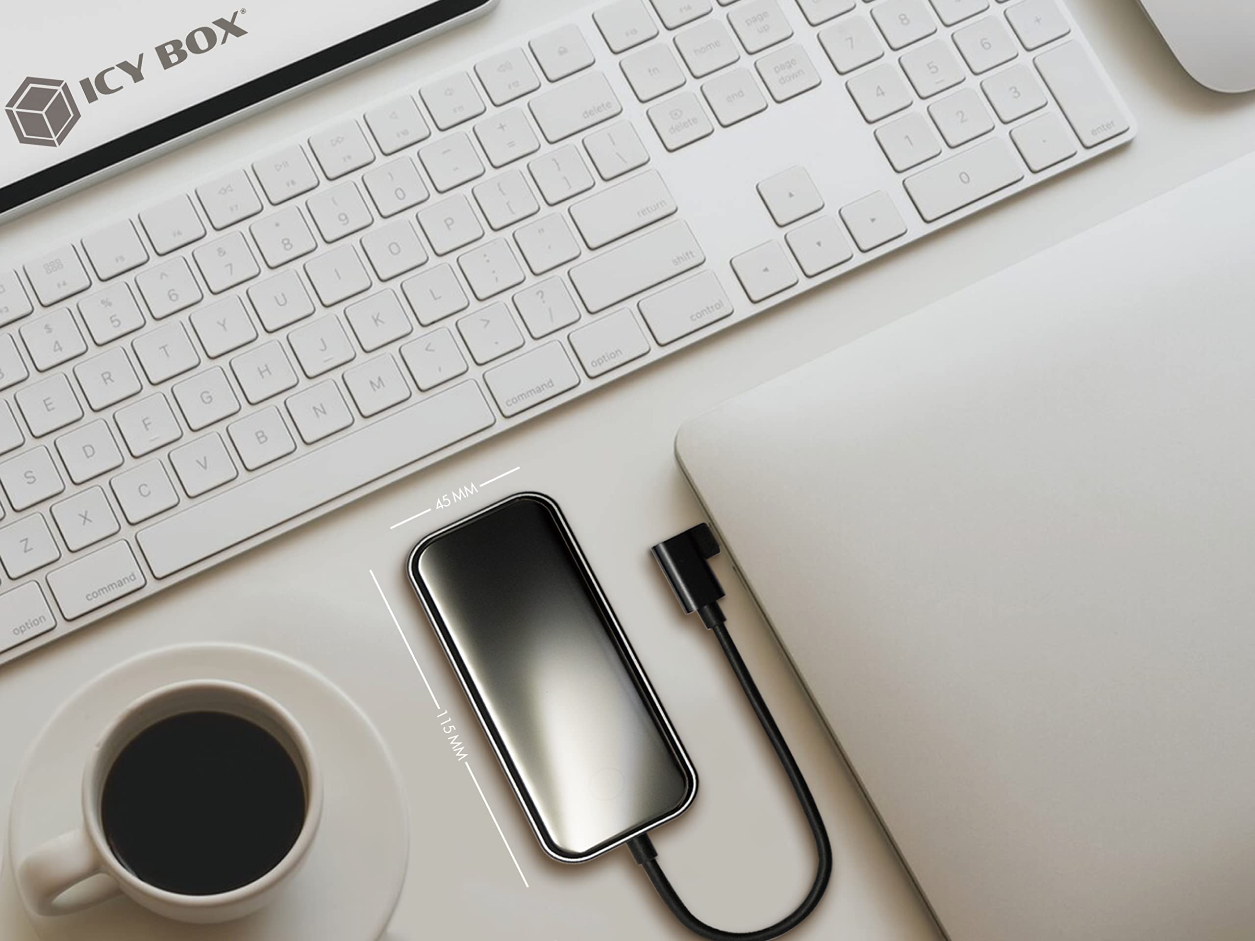ICY BOX Docking Station USB-C (8 in 1) con 1 HDMI (4K 30Hz), 3 porte USB 3.0 HUB, 100 W Power Delivery, lettore di schede, audio per laptop, MacBook, iPad Pro o Android Tablet/Smartphone