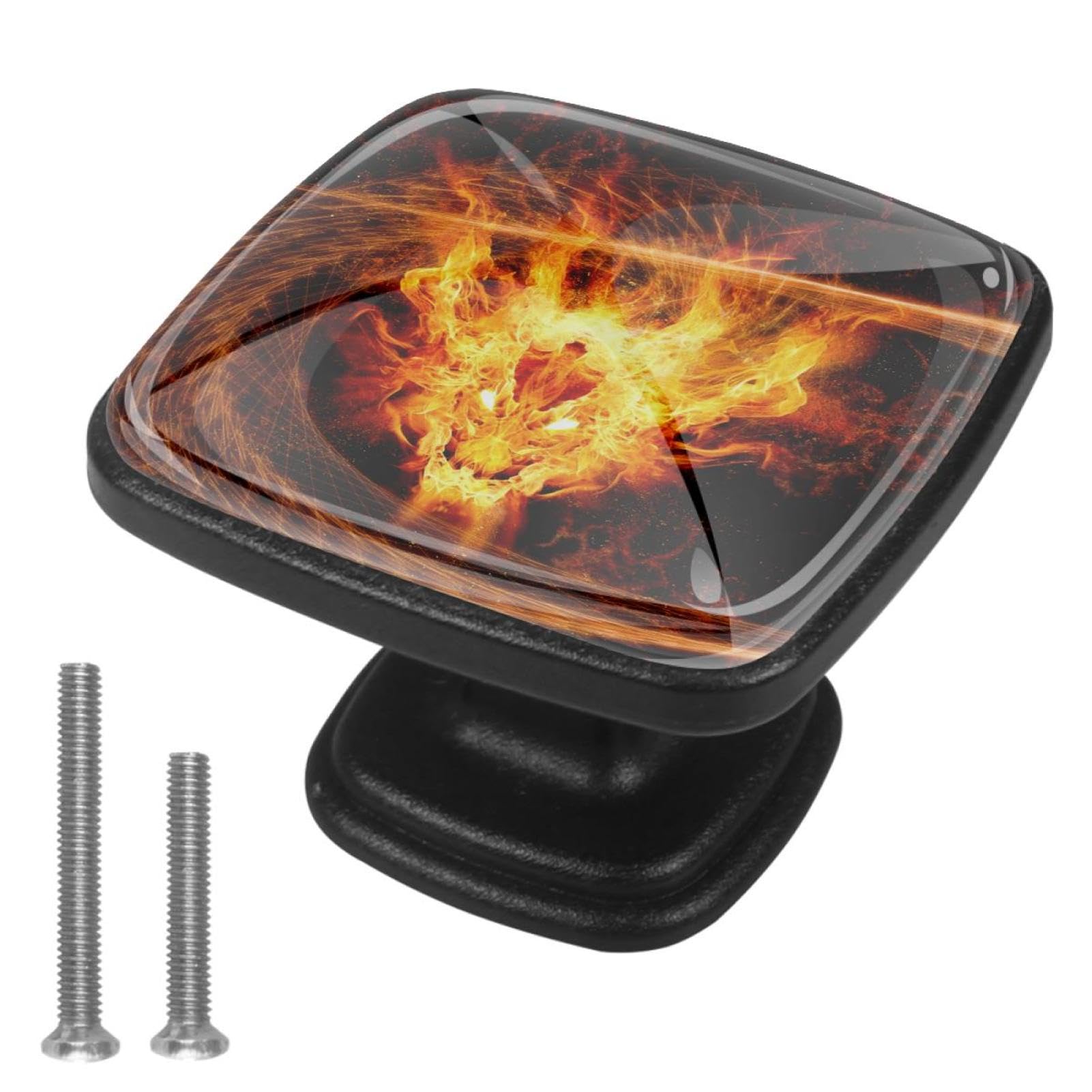 VAPOKF Drawer Knob Pull Fire Dragon Swirling in The Dark Cabinet Drawer Pulls Cupboard Knobs with Screws for Home Office Cabinet 4 Pack