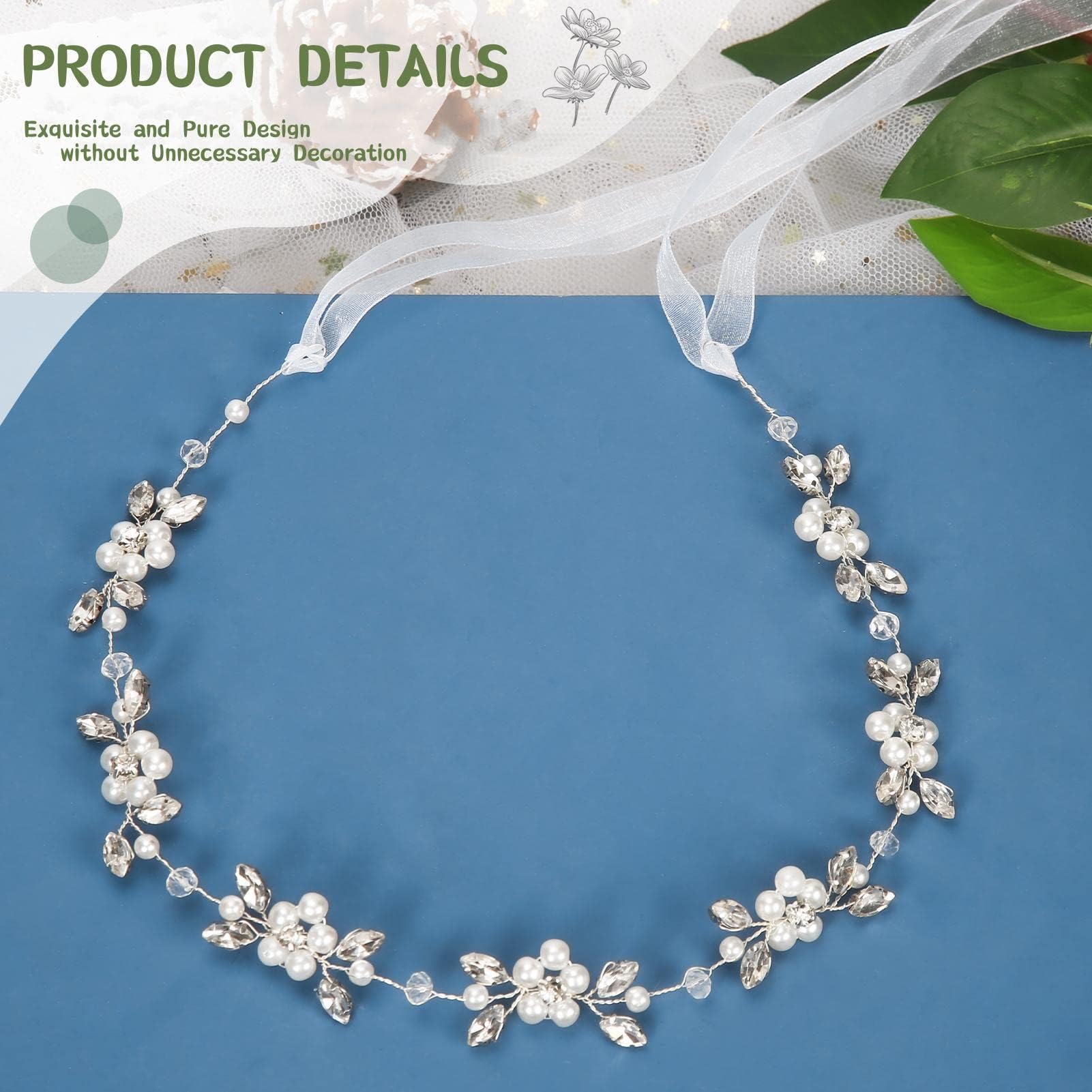 Coroncina Comunione Bambina, Fasce Capelli per Bambina in Fiore e Damigella, Coroncinas Fiori per Capelli con Perle, Accessori per Capelli per Comunione e Battesimo, Matrimoni, Compleanni e Feste