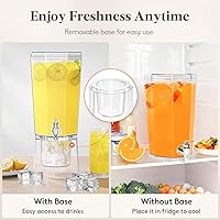 Vista 6 de Lifewit 1 Gallon Drink Dispenser for Parties 2 Pcs, 4L Plastic Beverage Container with Stand for Juice/Tea/Soda & Lemonade, Clear Water Pitcher with