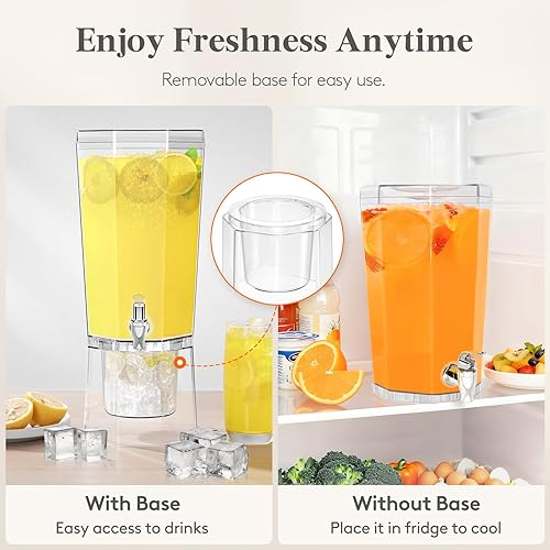 Miniatura 6 de Lifewit 1 Gallon Drink Dispenser for Parties 2 Pcs, 4L Plastic Beverage Container with Stand for Juice/Tea/Soda & Lemonade, Clear Water Pitcher with
