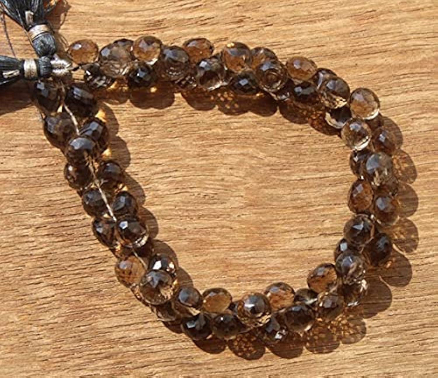 Perles quartz fumé naturel facetté onion briolette LKBEADS pour bijoux DIY