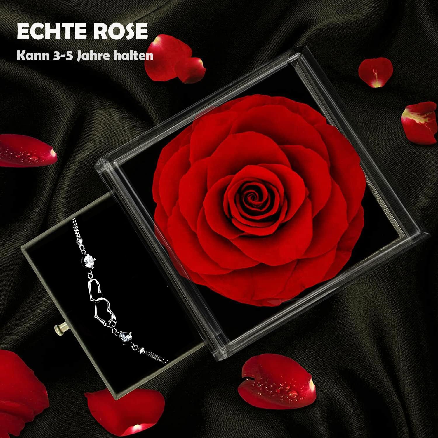 Ewige Rose Geschenkbox Rot,Infinity Rosen, Romantisch Konservierte Rose,Echte Eternal Blumen Für Frauen Women Ehefrau Muttertag Valentinstag Birthday Verlobung Hochzeitstag Jubiläum Christmas