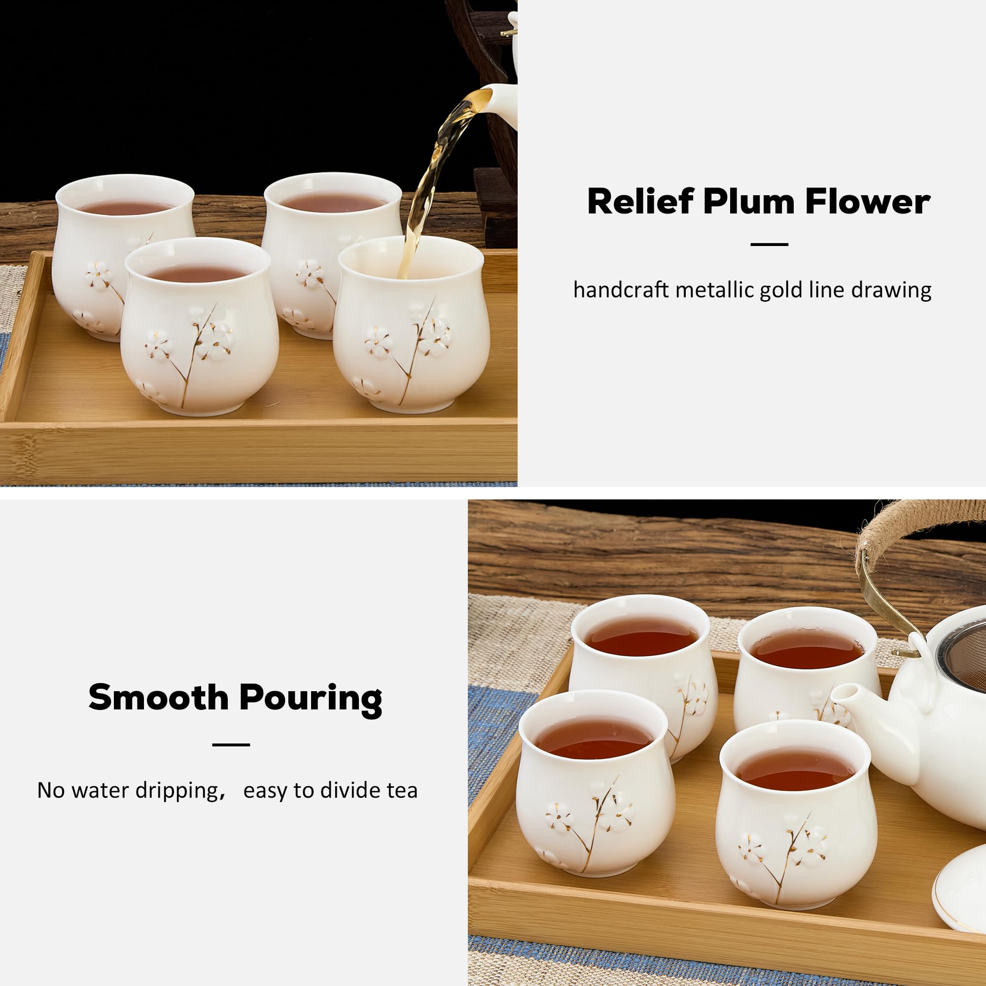 Lxuwbd 5 stuks Keramische Kung Fu Theeset, Japanse Stijl Theekop, Yerba Mate Theeset, 100ml Capaciteit, Modern Design, Herbruikbaar, Vijf Kleuren in een Groep, Glanzende Afwerking