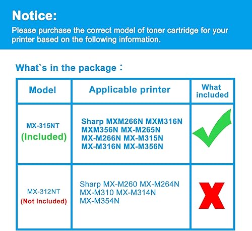 Miniatura 2 de LCL Cartucho de tóner de repuesto compatible para Sharp MX-315NT MX315NT MXM266N MXM316N MXM356N MX-M265N MX-M266N MX-M315N MX-M316N MX-M356N