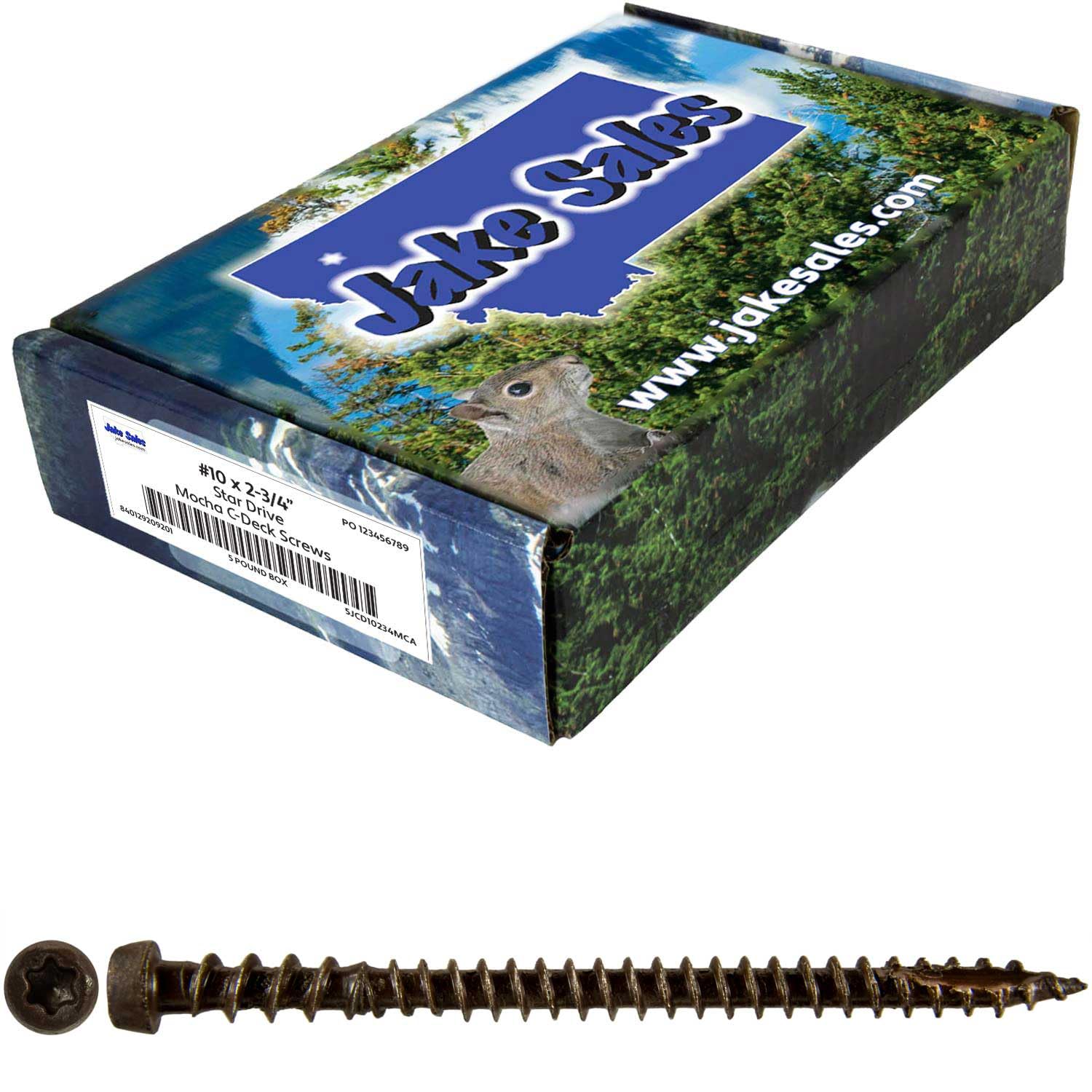 Tornillo de madera compuesto con revestimiento exterior Torx/Star Drive (5 libras ~ 350 tornillos), color marrón cacao (antorcha Tiki, Sedona), tornillo de madera con revestimiento exterior Torx/Star