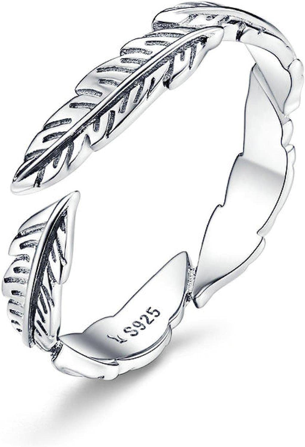 MAYABI Anillos Ajustables de Plata esterlina for Mujer, Anillo Ajustable de ala de Plata esterlina 925, joyería de Plata esterlina for Mujer