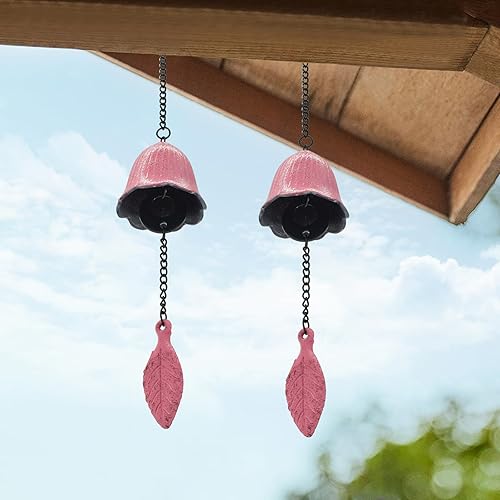 Miniatura 5 de MrMrKura Campana de viento de hojas japonesas, pequeña campana de viento colgante para colgar en el exterior, carillón de viento de hierro fundido,