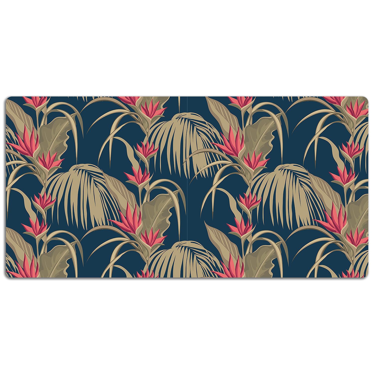 Sottomano da Scrivania 120x60 cm Superficie Protettiva per Ufficio e Casa in Vinile PVC Facile da Pulire Impermeabile Antiscivolo Protezione e Decorazione - Palme tropicali