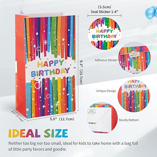 Miniatura 9 de HURSROOR Bolsas de regalo de fiesta de feliz cumpleaños (paquete de 24), bolsas de papel kraft, bolsas de dulces, bolsas de regalo, bolsas de
