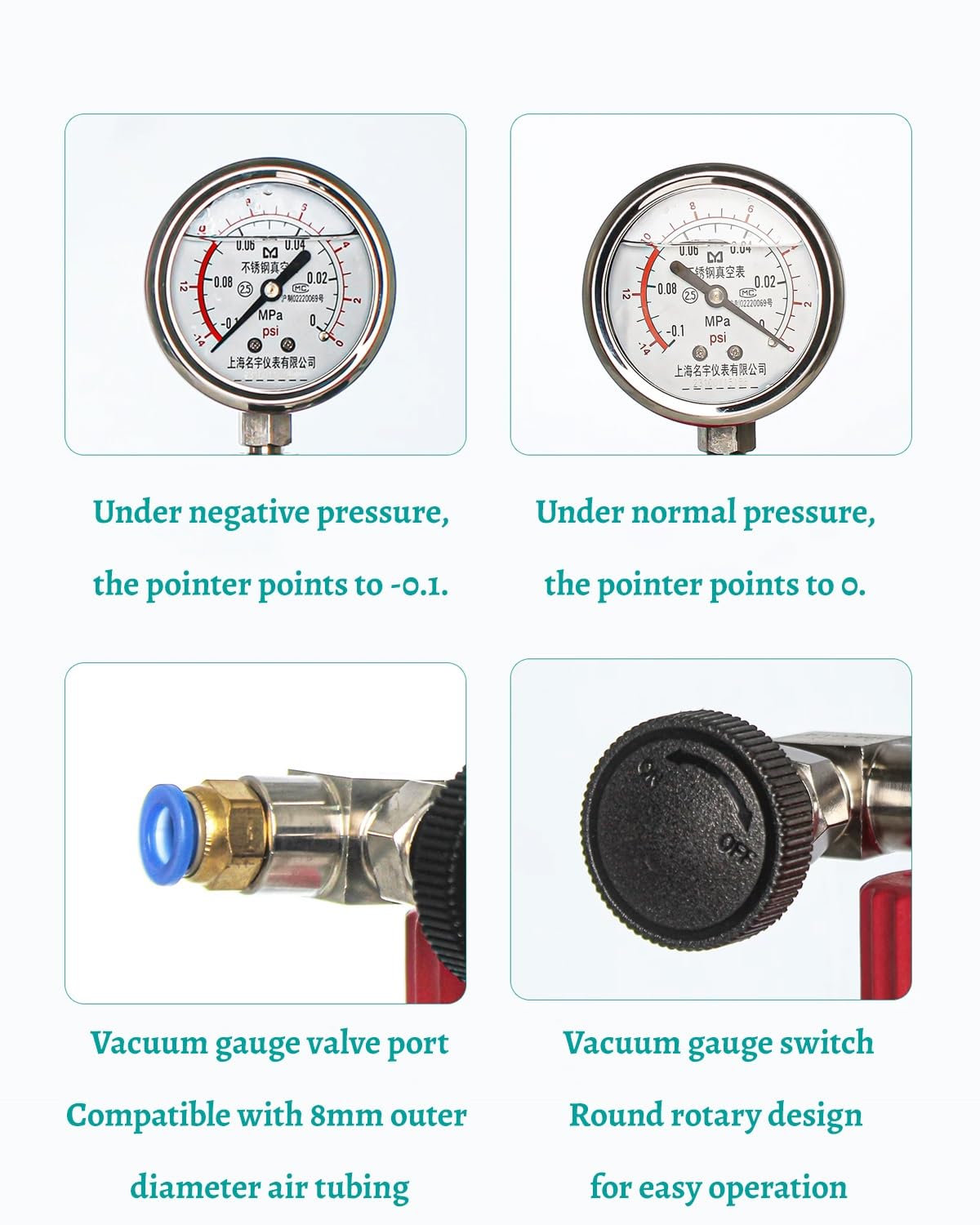 Cámaras de Vacío Mini Recipiente Desgasificador Al Vacío con Manómetro de Presión Negativa, Tanque de Almacenamiento Al Vacío Hermético, Desecador de Laboratorio(0.055 Gallon/250ML)
