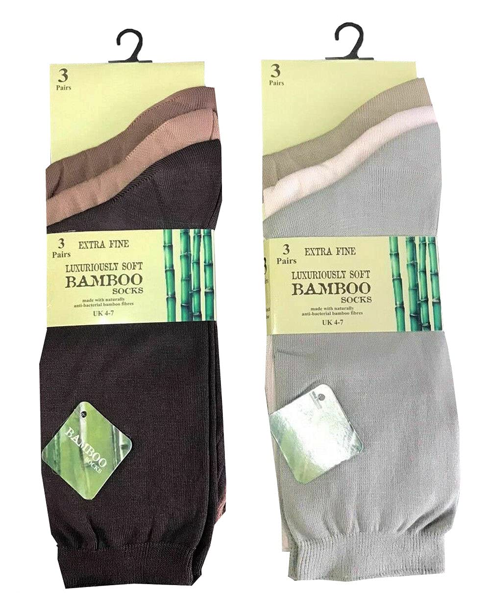 Mirha Women's Light Assorted Anti Bacterial Extra Fine Soft Grip Bamboo Socks 6 Pairs Uk Size 4-7 (Light Assorted)