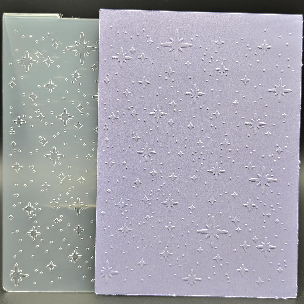 Plastic Embossing Folder A6 Size Christmas Stars Dots Paper Crafts Plastic Textured Impressions for Card Making Scrapbooking