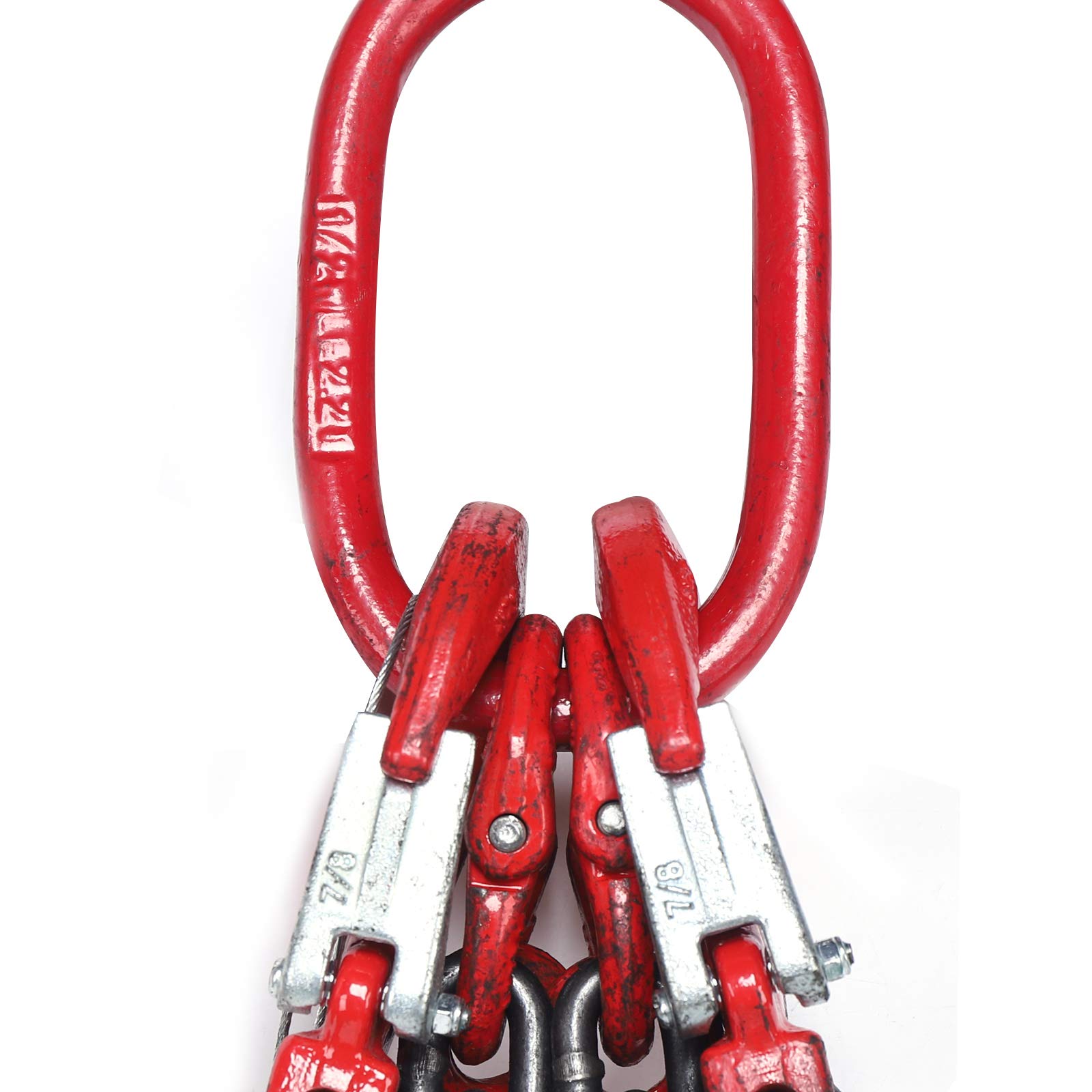 2T 2-Strang Kettengehänge Anschlagkette Gehänge Kette Krangehänge Kettenschlinge Krankette Hebewerkzeuge mit Gabelkopfhaken 2m*8mm